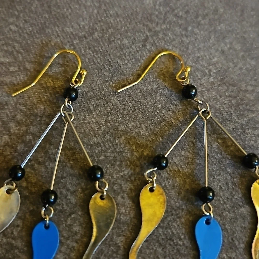 3/$30 VTG Funky Brass Spinner Dangle Hook Earrings